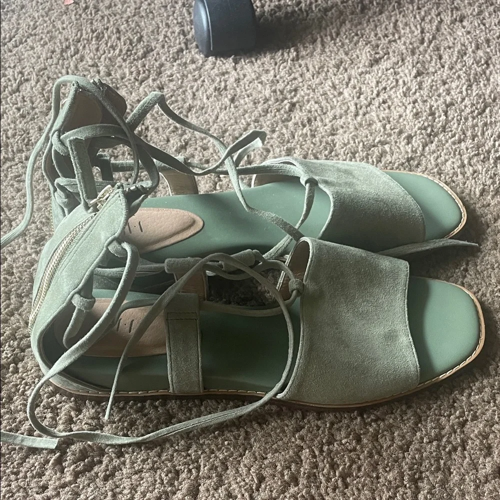 J. Jill Mint Green Lace-Up Suede Sandals